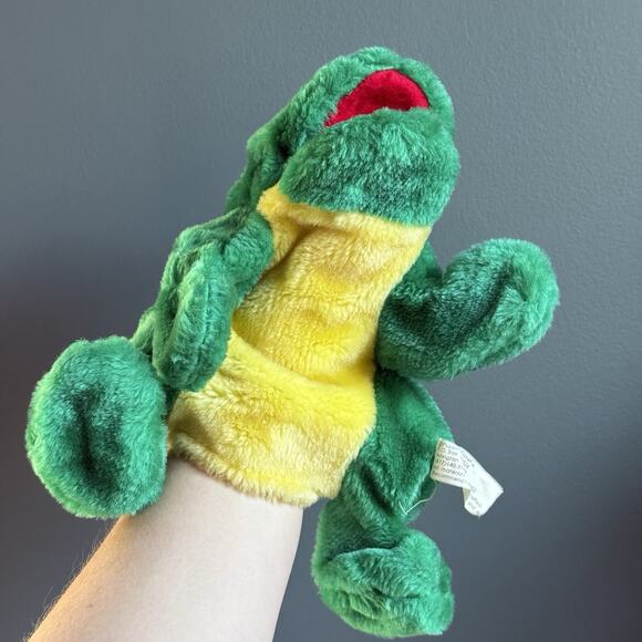 Rare Cute Vintage Green Plush Frog Hand Puppet Planet HTF Plastic Mouth Support - Picture 12 of 12